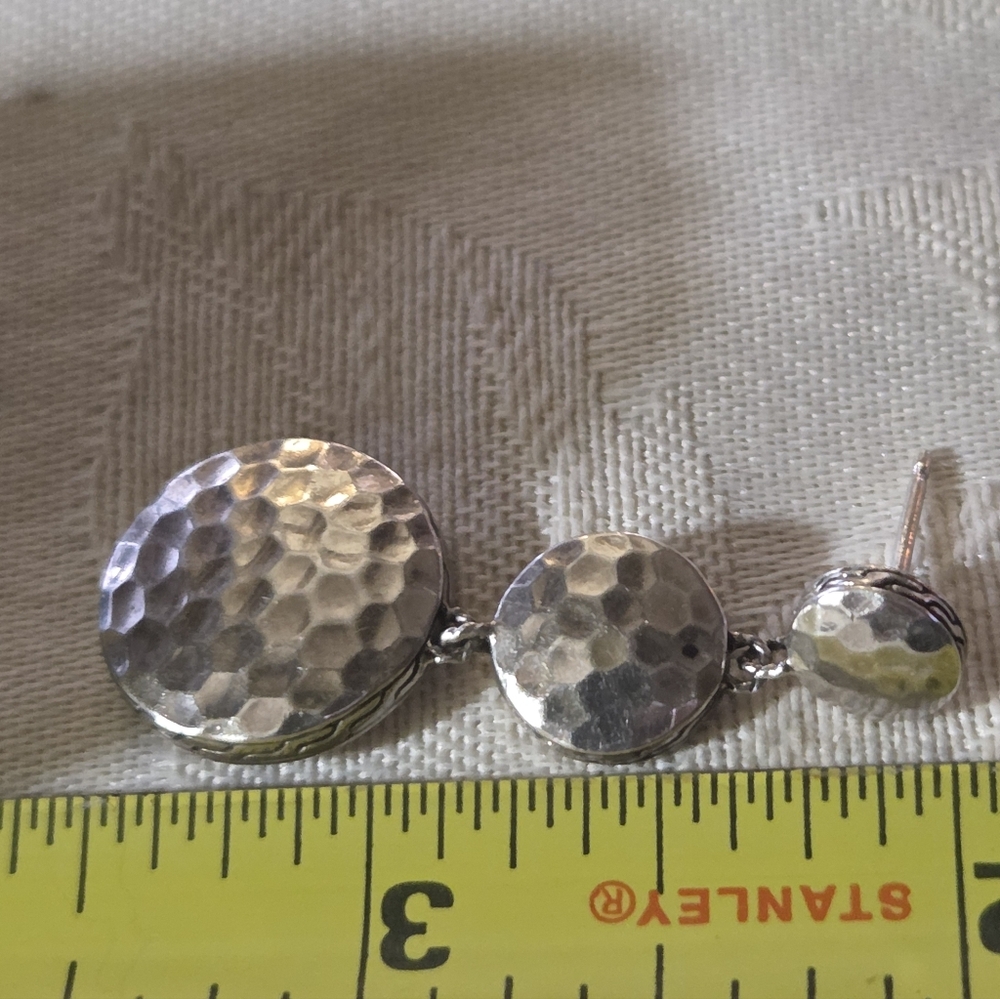John Hardy Palu Sterling Silver Triple Drop Linear Earrings - Picture 8 of 11
